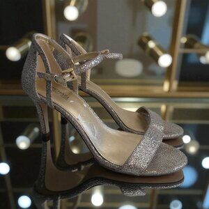 MICHAEL KORS Gold Metallic Fabric Sandals Heels Size 7